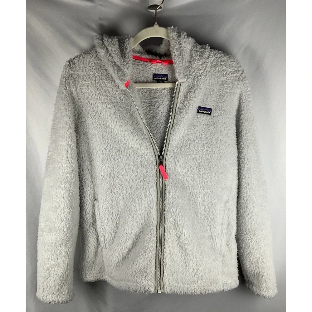 Patagonia Girls XXL 16-18 Los Gatos Fleece Jacket Gray Hooded Full Zip Sherpa